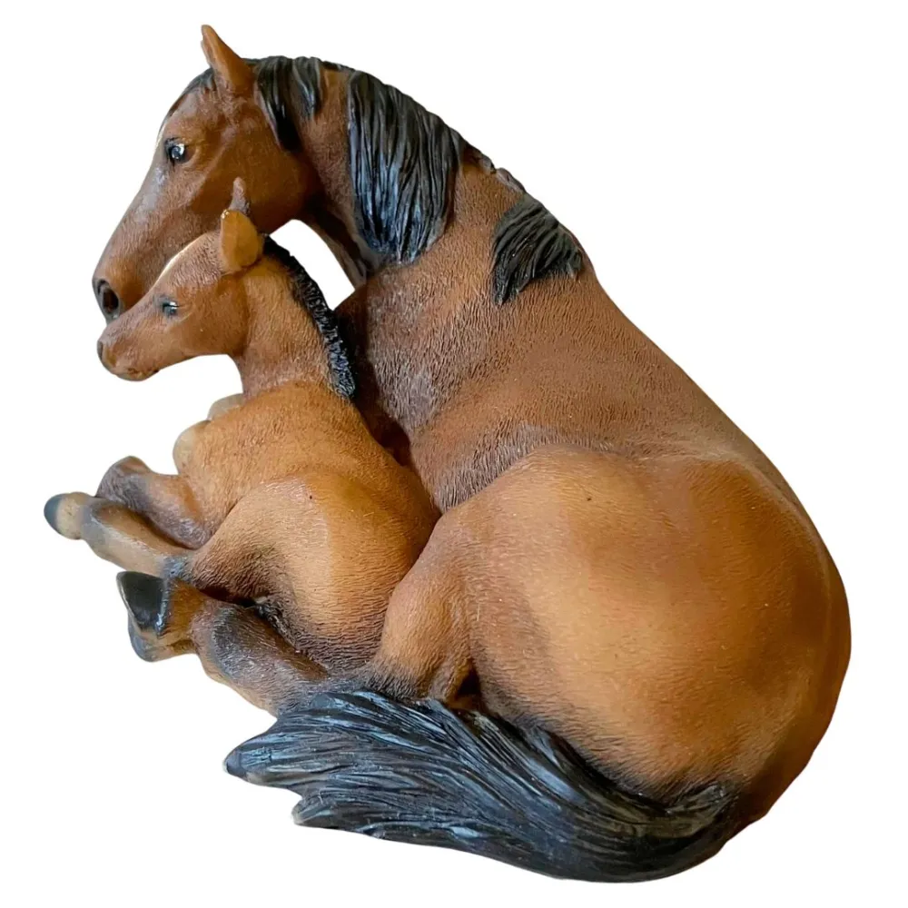 Resin Lying Mare and Foal for 15–20 cm Nativity Figures