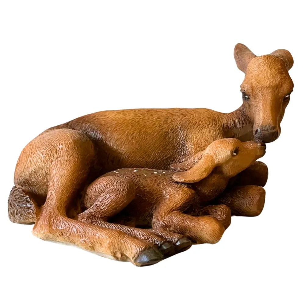 Resin Doe and Fawn Set for 20 cm Nativity Figures