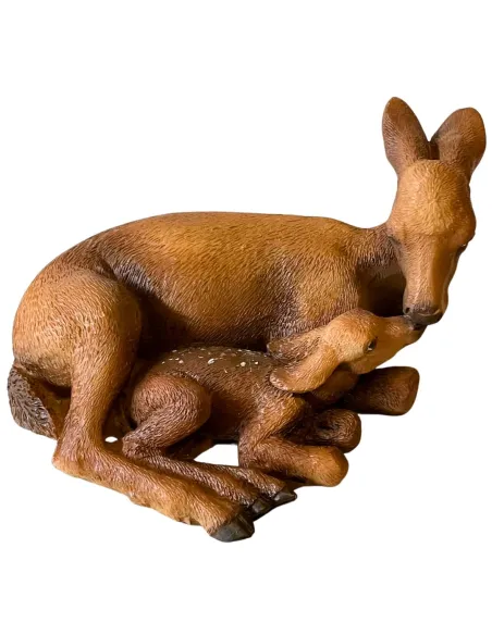 Resin Doe and Fawn Set for 20 cm Nativity Figures