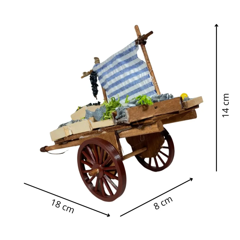Wooden Fish Cart for 12 cm Nativity Figures