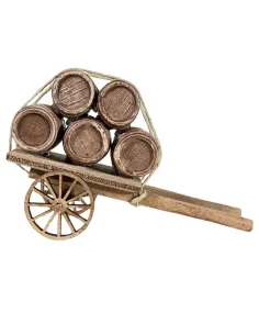 Carretto in legno con botti per statue da 8-10 cm 2