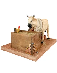 Mungitore palestinese con mucca bianca in movimento 30 cm 2