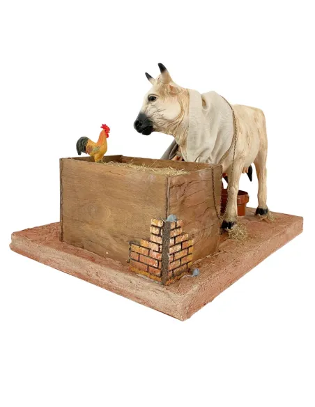 Animated Palestinian Milker with White Cow - 30 cm