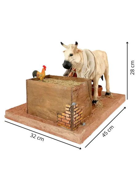 Animated Palestinian Milker with White Cow - 30 cm