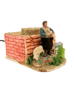 Pastore Oliver con due pecore e agnello in movimento 8 cm 2