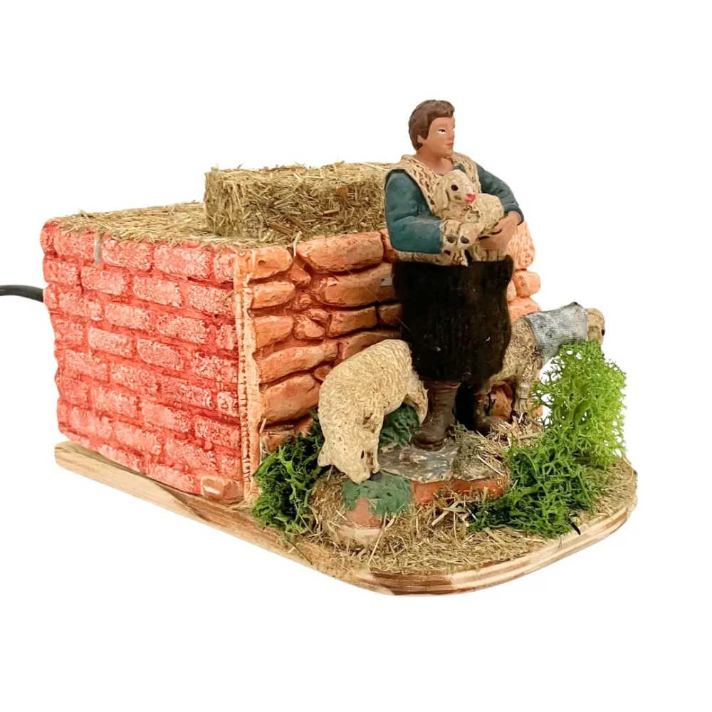 Animated 8 cm Oliver Shepherd with Two Sheep and Lamb