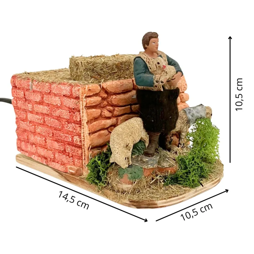 Animated 8 cm Oliver Shepherd with Two Sheep and Lamb