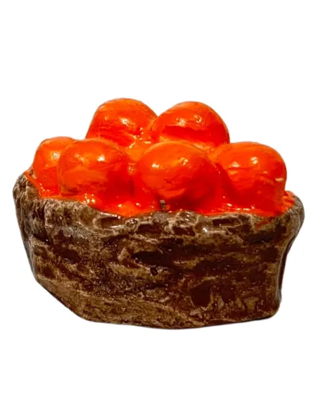Cesta tonda in gesso con arance per statue da 8-10 cm
