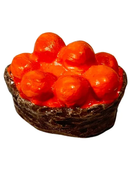 Cesta tonda in gesso con arance per statue da 8-10 cm