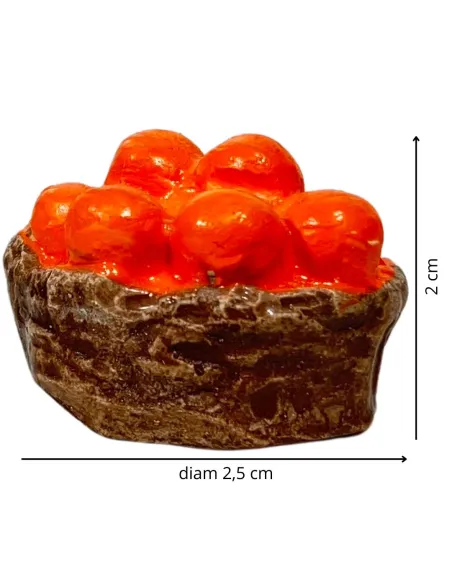 Cesta tonda in gesso con arance per statue da 8-10 cm