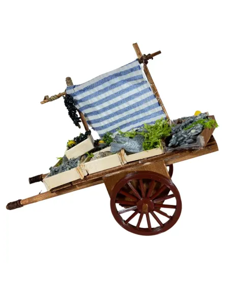 Carretto con banco pesce per statue da 12 cm