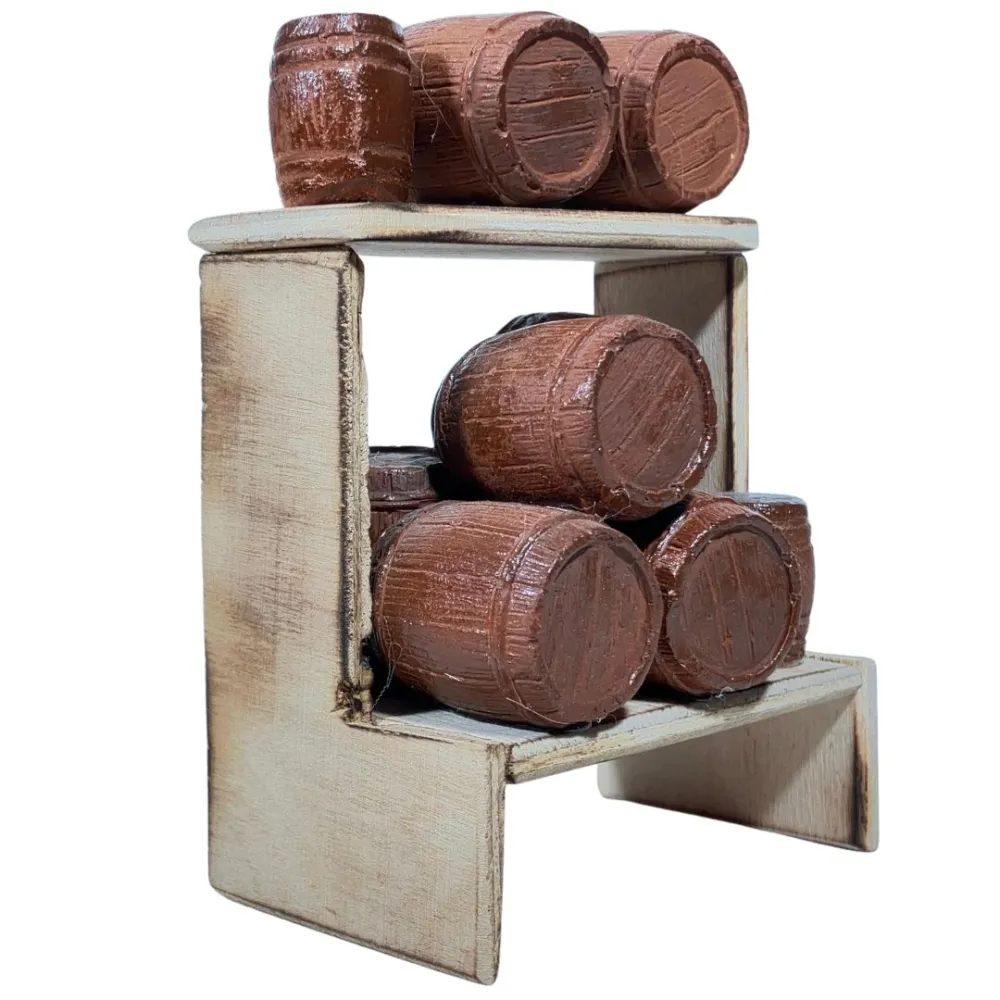 Wooden Barrel Stall for 8–10 cm Nativity Figures