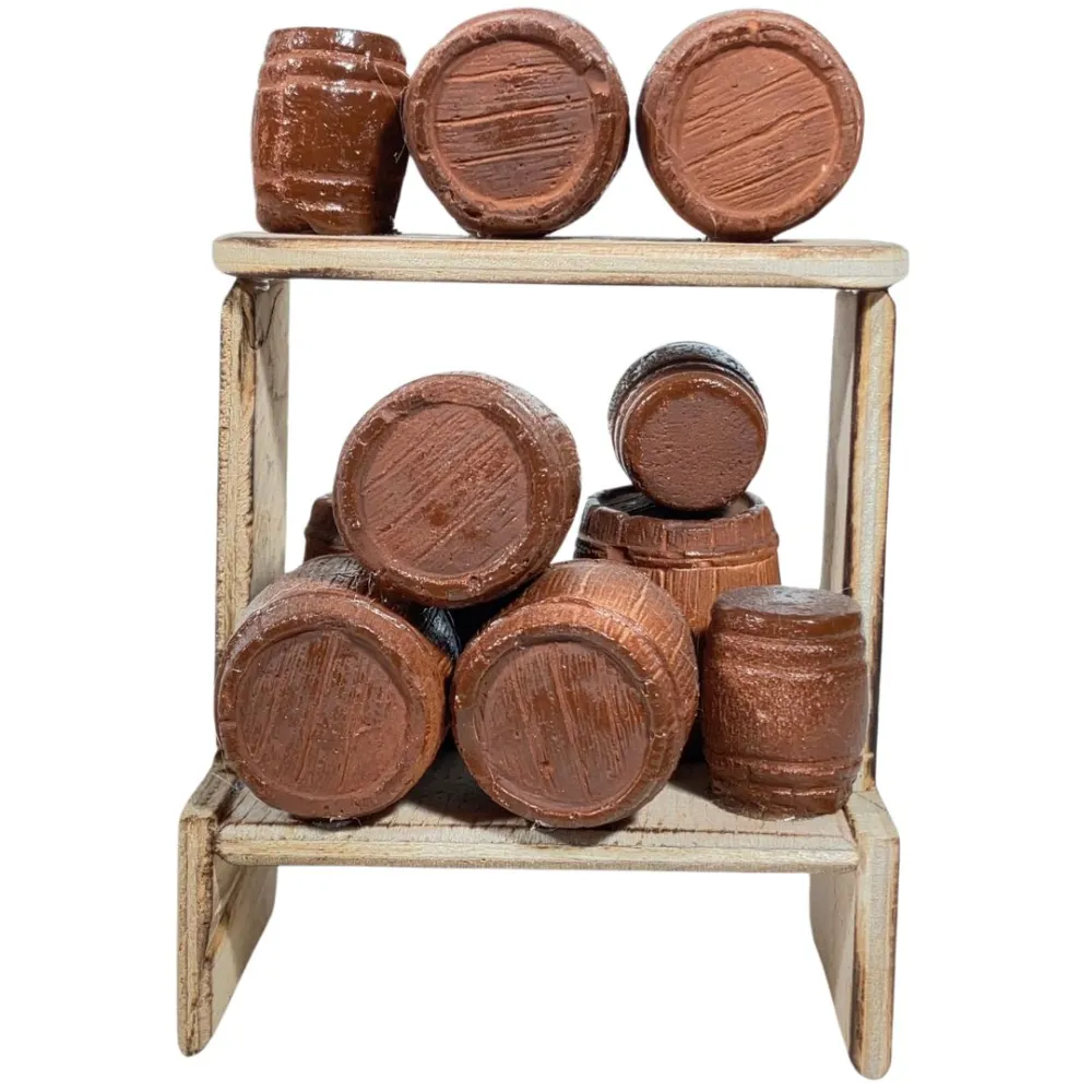 Wooden Barrel Stall for 8–10 cm Nativity Figures