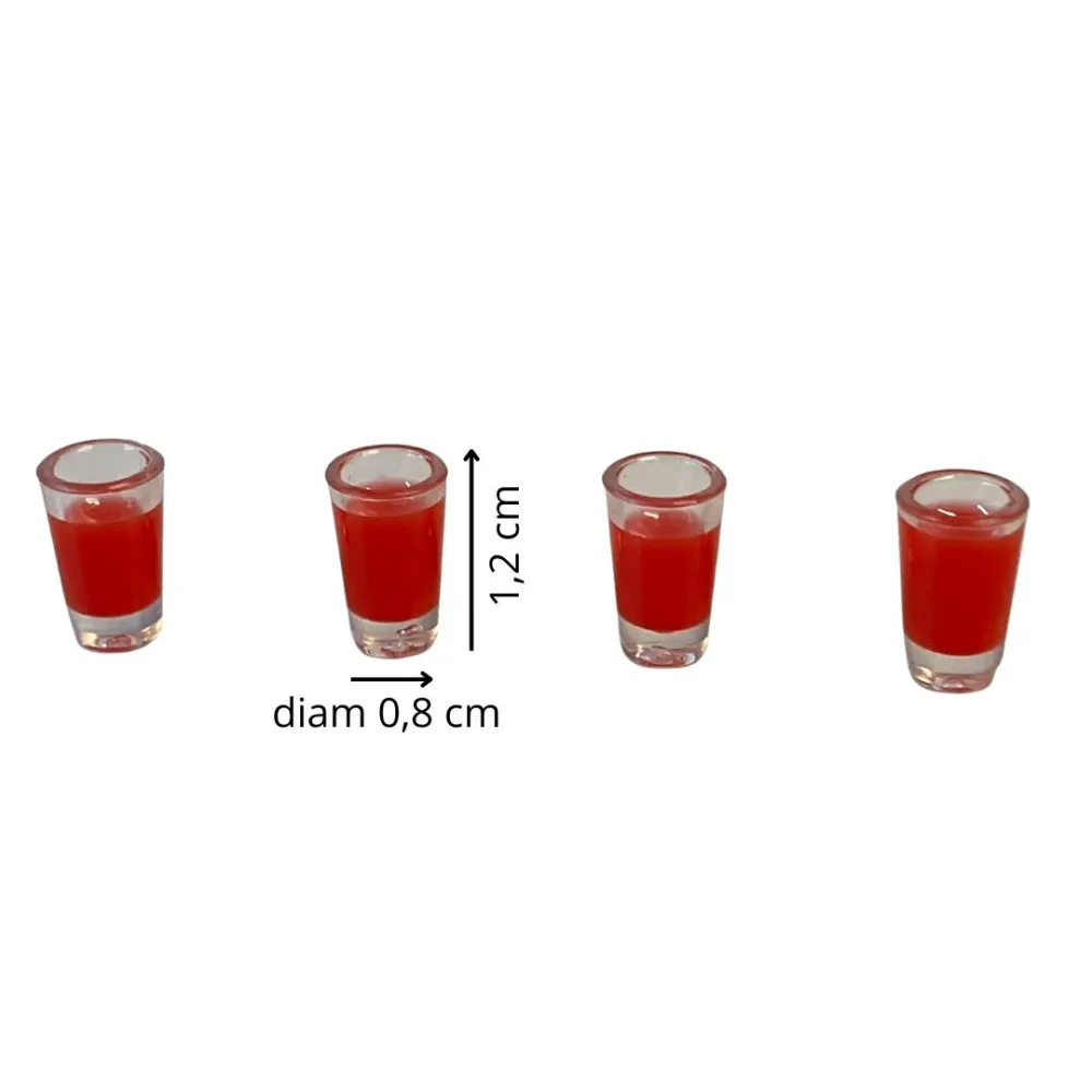 Set of 4 Glasses with Blood Orange Juice for 10–12 cm Nativity Figures