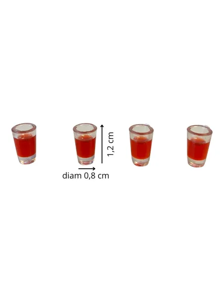 Set of 4 Glasses with Red Wine for 10–12 cm Nativity Figures