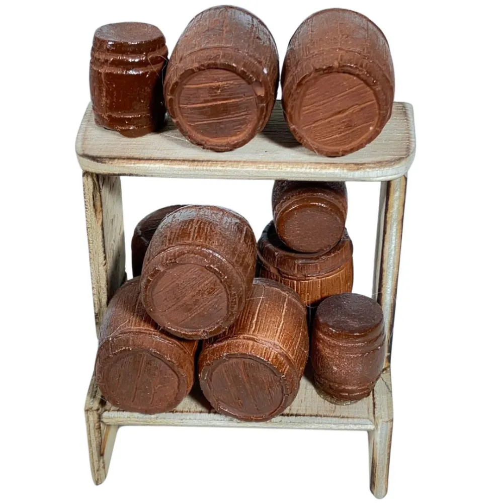 Wooden Barrel Stall for 8–10 cm Nativity Figures
