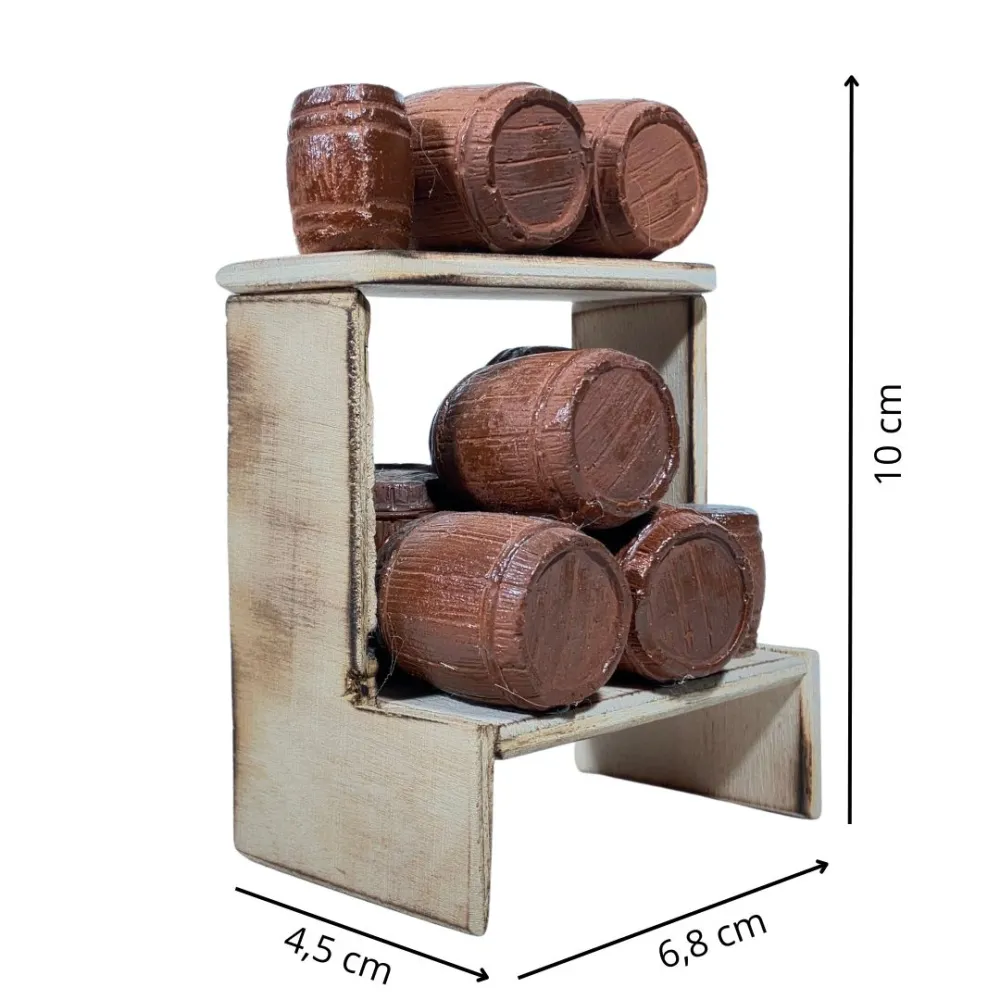 Wooden Barrel Stall for 8–10 cm Nativity Figures