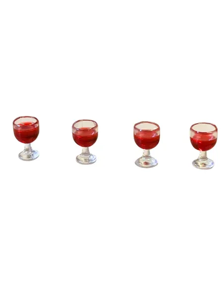 Set of 4 Wine Glasses with Red Wine for 10–12 cm Nativity Figures