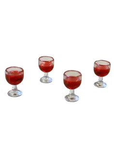 Set of 4 Wine Glasses with Red Wine for 10–12 cm Nativity Figures