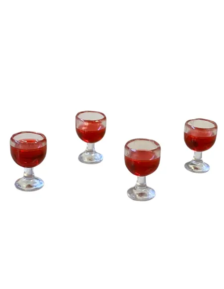 Set of 4 Wine Glasses with Red Wine for 10–12 cm Nativity Figures