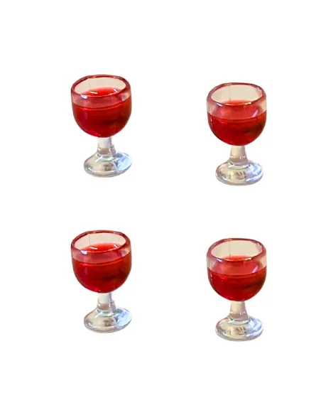 Set of 4 Wine Glasses with Red Wine for 10–12 cm Nativity Figures