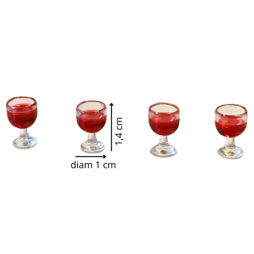 Set of 4 Wine Glasses with Red Wine for 10–12 cm Nativity Figures