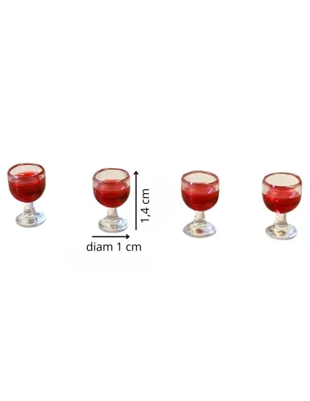 Set of 4 Wine Glasses with Red Wine for 10–12 cm Nativity Figures