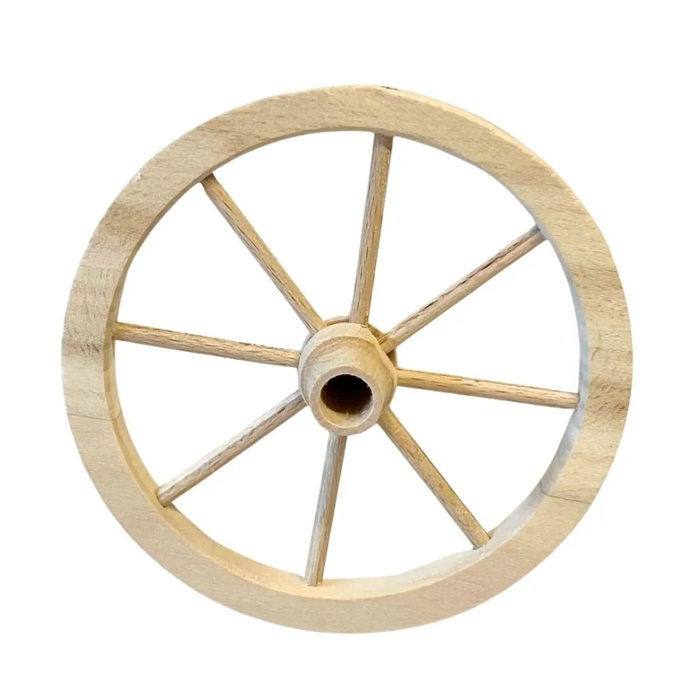 9 cm Diameter Wooden Cart Wheel for 25–30 cm Nativity Figures