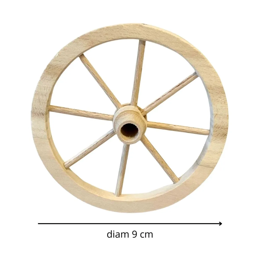 9 cm Diameter Wooden Cart Wheel for 25–30 cm Nativity Figures