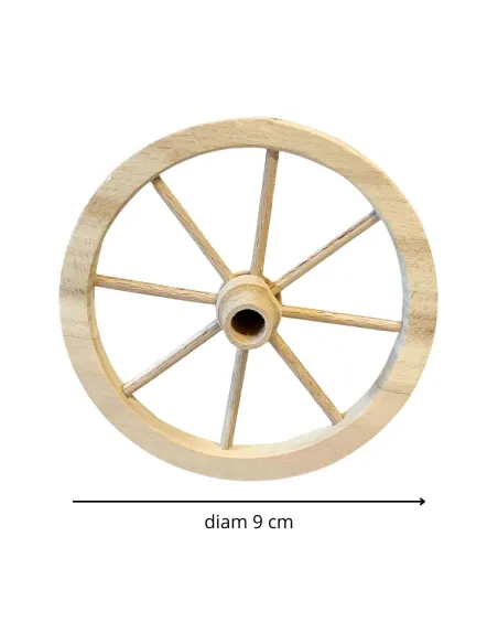 9 cm Diameter Wooden Cart Wheel for 25–30 cm Nativity Figures