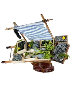 Carretto con banco pesce per statue da 12 cm