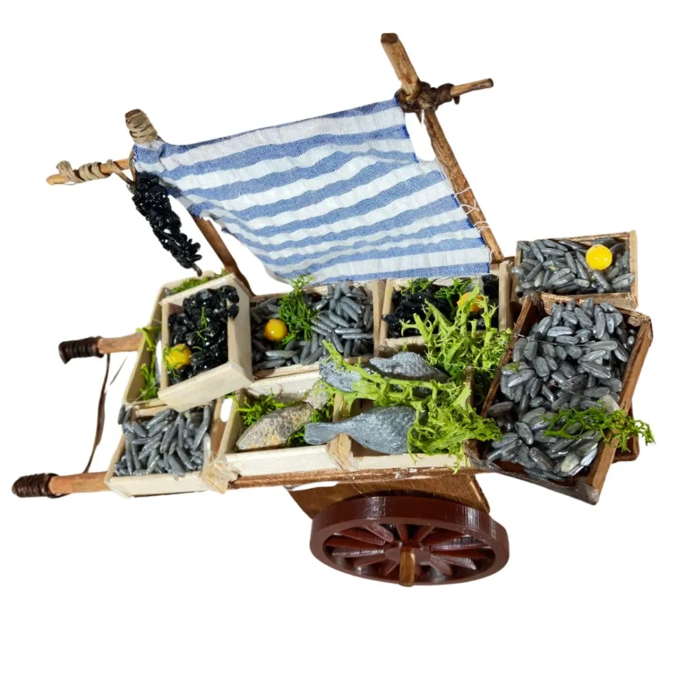 Wooden Fish Cart for 12 cm Nativity Figures