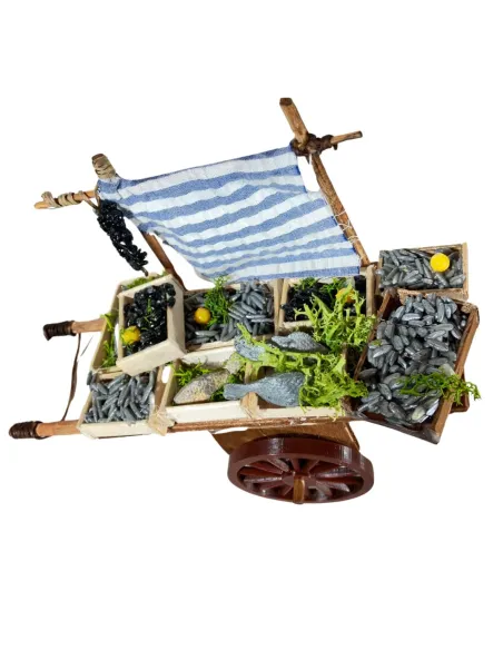 Carretto con banco pesce per statue da 12 cm