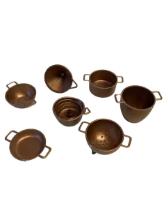 Set 7 pezzi utensili da cucina in pvc finto rame per statue da 12-15 cm