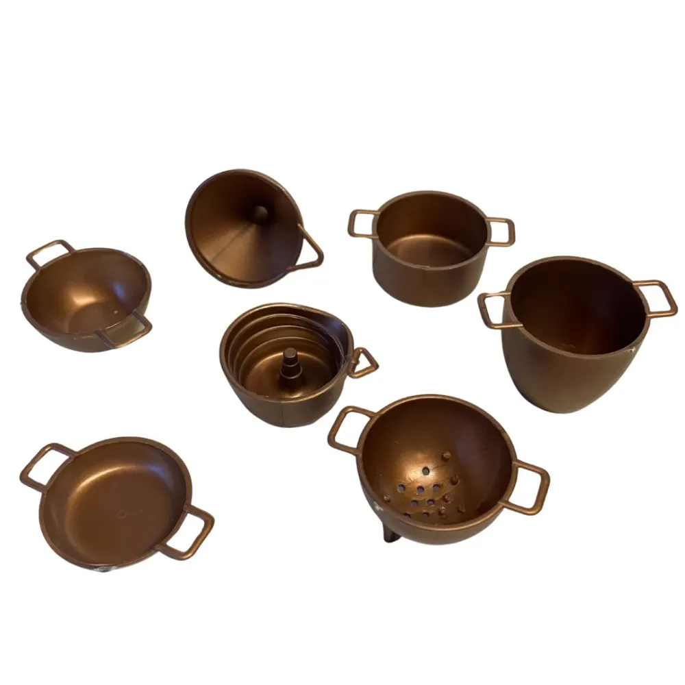 7-Piece Copper-Effect PVC Kitchen Utensil Set for 12–15 cm Nativity Figures