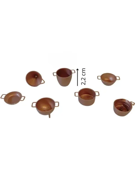 Set 7 pezzi utensili da cucina in pvc finto rame per statue da 12-15 cm
