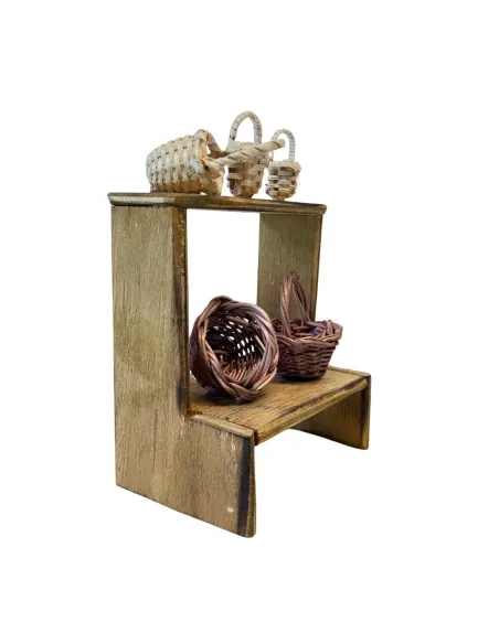 Wooden Wicker Basket Stall for 10 cm Nativity Figures