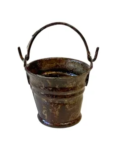 Secchio in lamiera effetto ruggine per statue da 20 cm