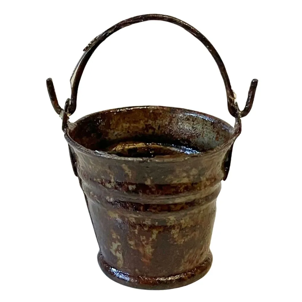 Rusted Sheet Metal Bucket with Handle for 20 cm Nativity Figures