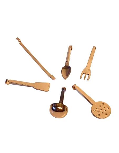 Set 6 pezzi utensili da cucina in rame per statue da 30 cm