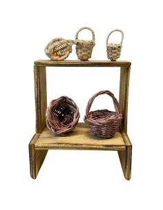 Wooden Wicker Basket Stall for 10 cm Nativity Figures