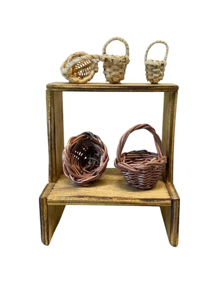 Wooden Wicker Basket Stall for 10 cm Nativity Figures