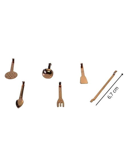 Set 6 pezzi utensili da cucina in rame per statue da 30 cm