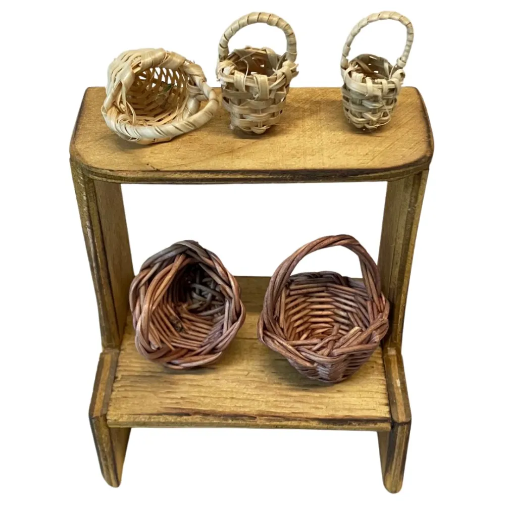 Wooden Wicker Basket Stall for 10 cm Nativity Figures