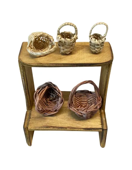 Wooden Wicker Basket Stall for 10 cm Nativity Figures