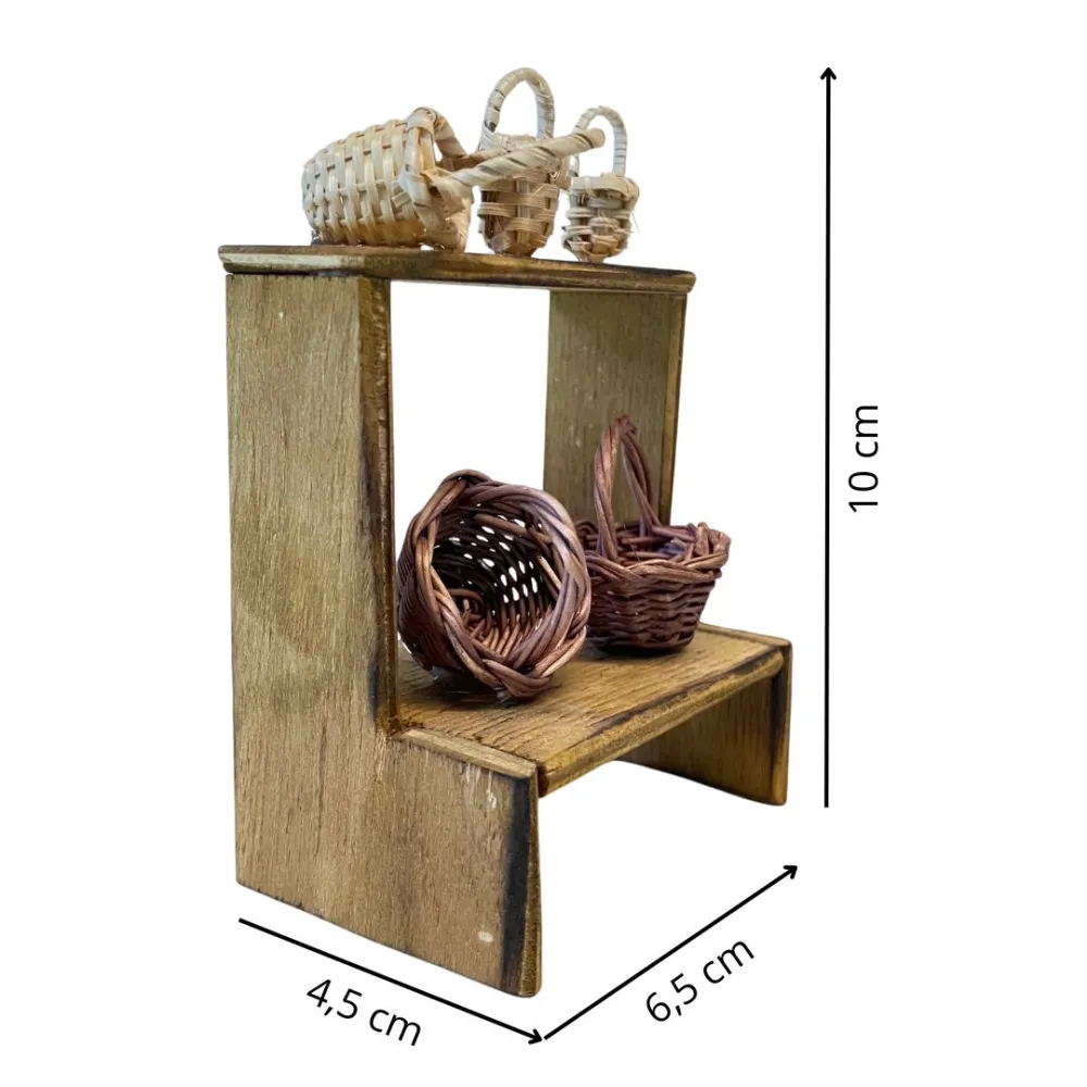 Wooden Wicker Basket Stall for 10 cm Nativity Figures