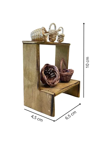Wooden Wicker Basket Stall for 10 cm Nativity Figures