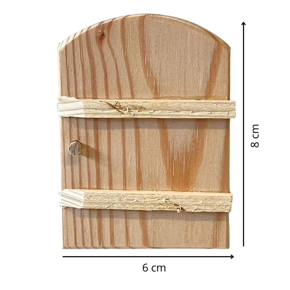 Arched natural wood door for 6–8 cm Nativity figures