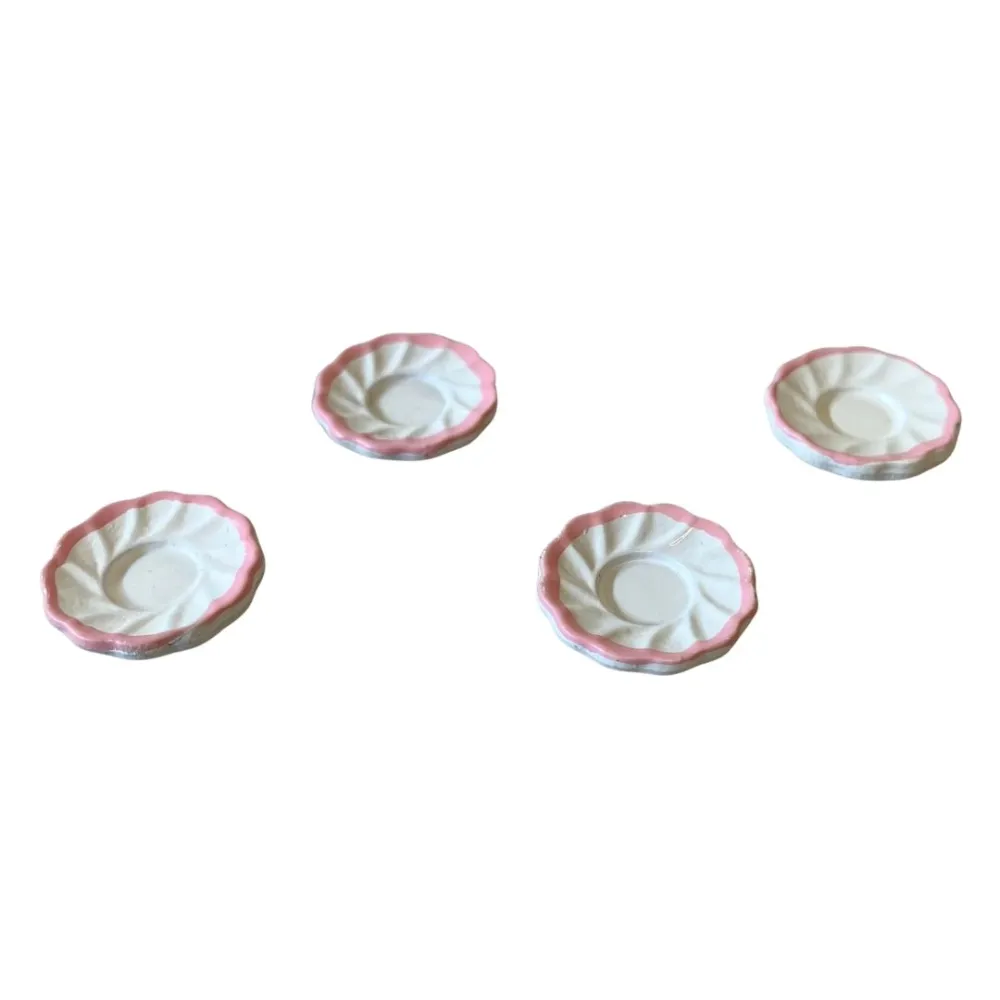 Set of 4 Faux Porcelain Plates for 10–12 cm Nativity Figures