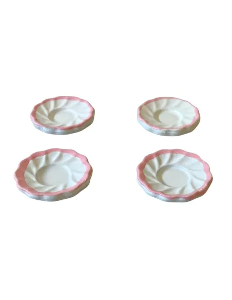 Set of 4 Faux Porcelain Plates for 10–12 cm Nativity Figures